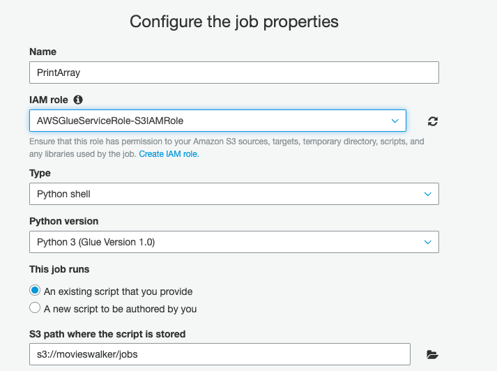 Configure and run job in AWS Glue