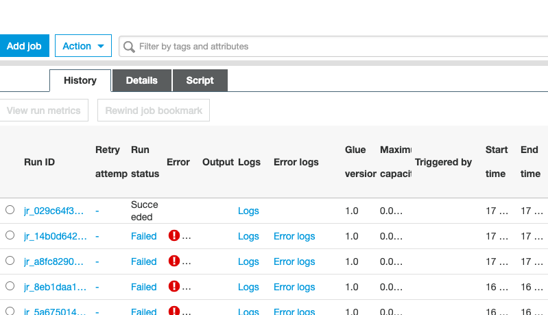 Job Run History